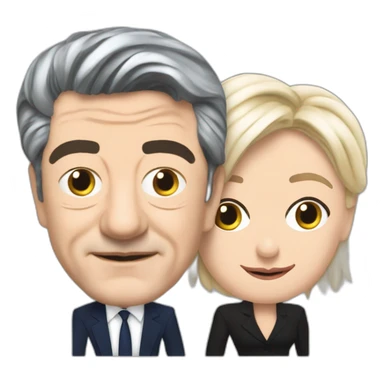 Jean Luc Melenchon embrasse marine le Pen sticker