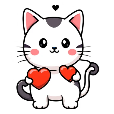 Cat holding heart extremely cute sticker