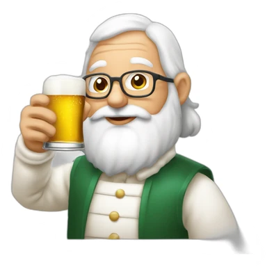 Père Noël qui offre un verre de bière à un enfant comme cadeau sticker