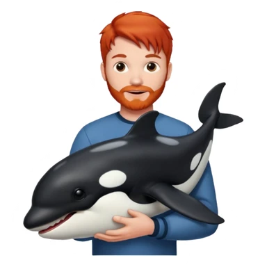 Red head male holding an orca sticker