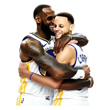 LeBron James and Stephen curry hug sticker