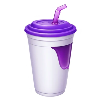 White styrofoam cup with purple liquid inside sticker