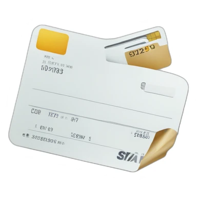 receipt or bill with credit card resting on top sticker