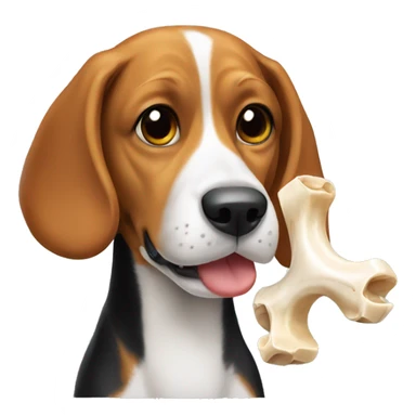 A beagle eating a bone sticker