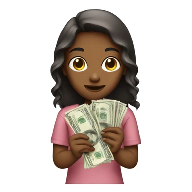 girl holding money sticker