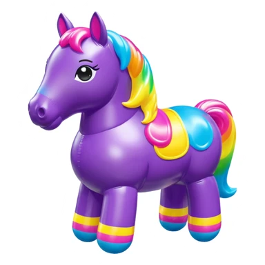  Lisa Frank style inflatable vinyl chubby horse toy figure  sticker