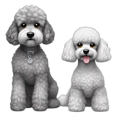 Mini toys poodle blanca junto a un schnauzer gris sticker