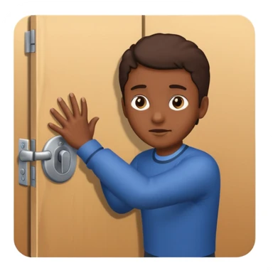 Someone locking a door sticker