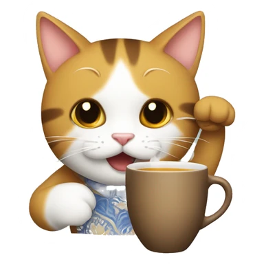 Gato tomando té  sticker