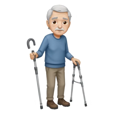 old guy with crutches sticker