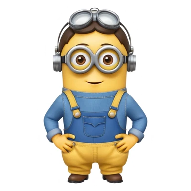 yellow minion with one eye, goggles, blue overalls sticker