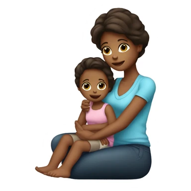 2year old dark brown hair sick sitting on mommy’s lap sticker