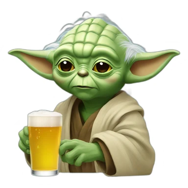 Yoda drinking beer sticker