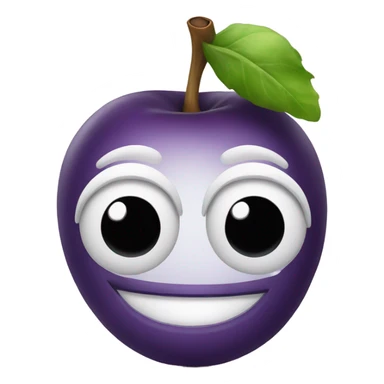 Apple emoji smiley face with egg plant eyes sticker