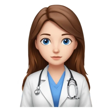 pretty female nursing student with long brown hair, blue eyes inside a classroom at university sticker