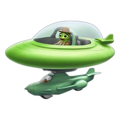 pepe driving in flying saucer sticker