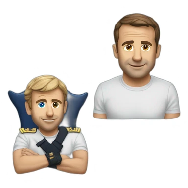 macron qui embrasse marine le peine avec un tee shirt i love marine sticker