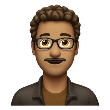 Homme cheveux long marron fon avec lunette et yeux marron sticker