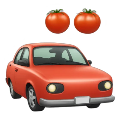 short car made out of a tomato sticker