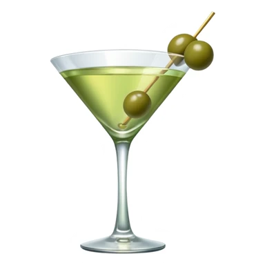 martini with 3 green khaki olives all at the same stick and same size . liquid should be a clear color like water kinda  sticker