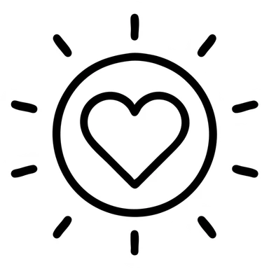 icon representing deep satisfaction, subtle elegant design, heart within a circle, radiating gentle lines, symbolizing fulfillment and contentment, minimal modern icon style sticker