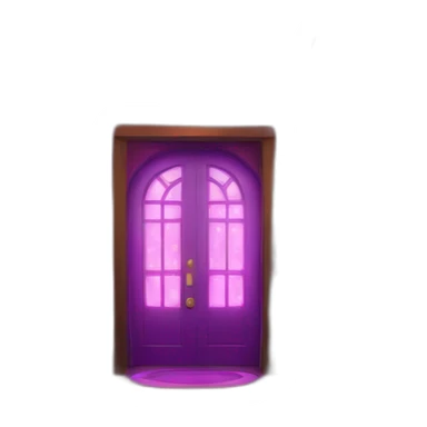 Bar entrance with 3 purple huge neon arch lights from larger to smaller leading down the hall inside  sticker