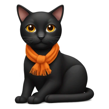 Black cat with orange scarf sticker
