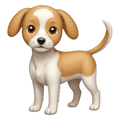 a full body white beagle x maltese x chi dog the size of a kelpie with light brown ears and a light brown patch on one eye sticker
