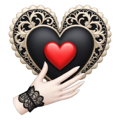 goth themed heart with a black lace glove sticker