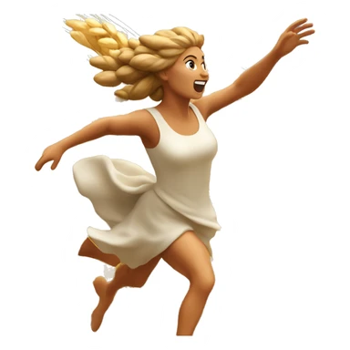 Italian harvest goddess sprinting with wheat, with a large stride and arms outstretched sticker