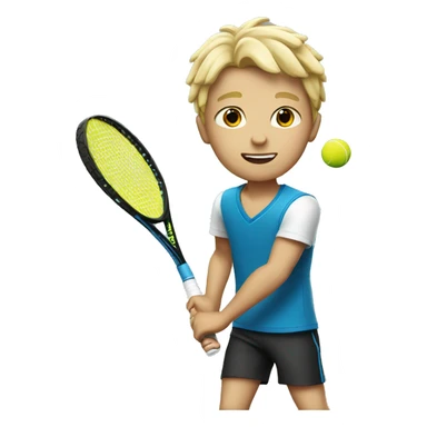 Blonde boy playing tennis sticker