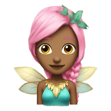 Beautiful, leaf, fairy, gold, turqoise, pink, long pink hair, big wings sticker