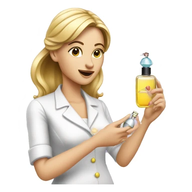 Female Perfumer holding perfume and spraying it sticker