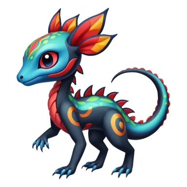 Colorful Exotic Meloetta-Salandit-Darkra-Stitch-Fakémon-creature-hybrid sticker