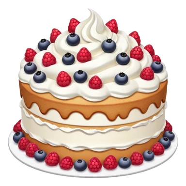 round whipped cream cake decorated with mixed berries sticker