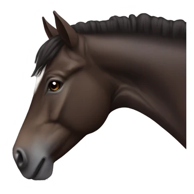 Dark brown horse with dark brown mane and small white star marking sticker
