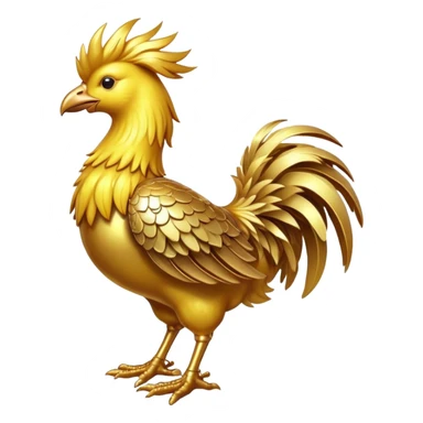 Golden chocobo from Final Fantasy, majestic bird with shimmering gold feathers sticker