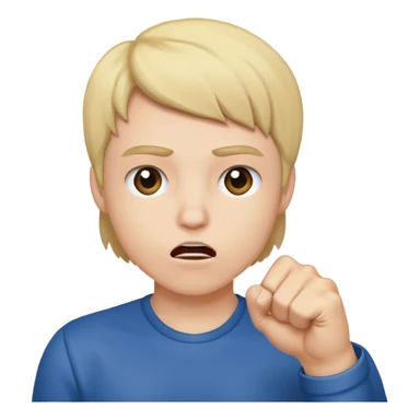 держит у рта кулак  sticker