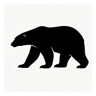 Polar bear black silhouette white background sticker