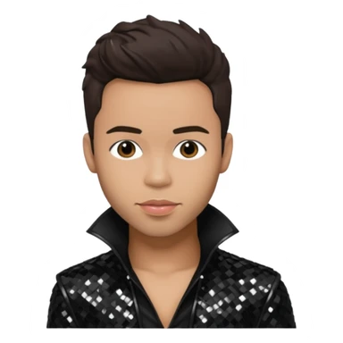 Prince Royce with dark brown hair, black sequin outfit sticker