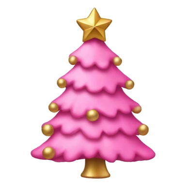 pink christmas tree with a gold bow  sticker