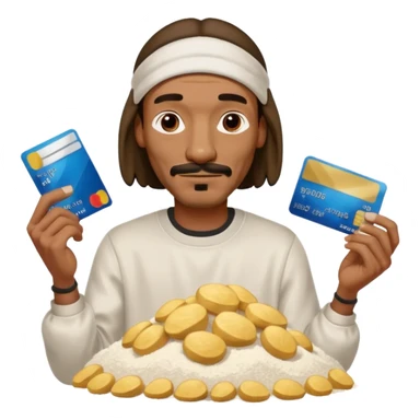 snoop dog holding a credit card in hand and a pile of flour beside him sticker