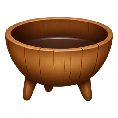 Brown wooden bowl with 4 legs filled with brown liquid  sticker