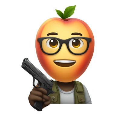 Peach with glasses shooting a gun sticker