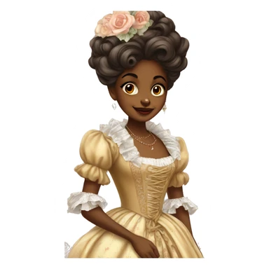 Brown skin girl vintage rococo full dress sticker