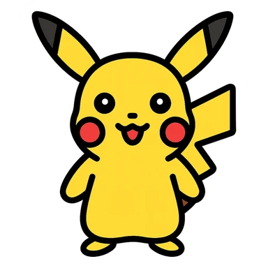 pikachu icon, color outline icon style, featuring pikachu's signature yellow and red cheeks with black outlines sticker