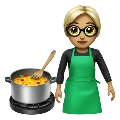Mexican doll  big eyes green apron  with glasses cooking  sticker