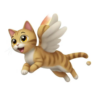 Cat flying on a rainbow sticker
