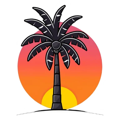 palm tree with sunset sticker