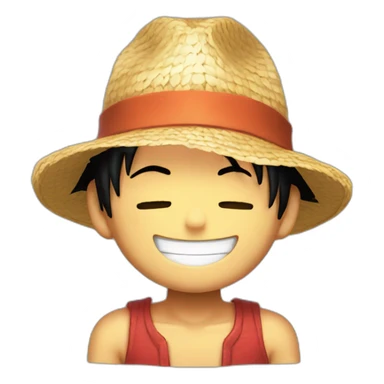 Luffy with his straw hat smiling with closed eyes sticker